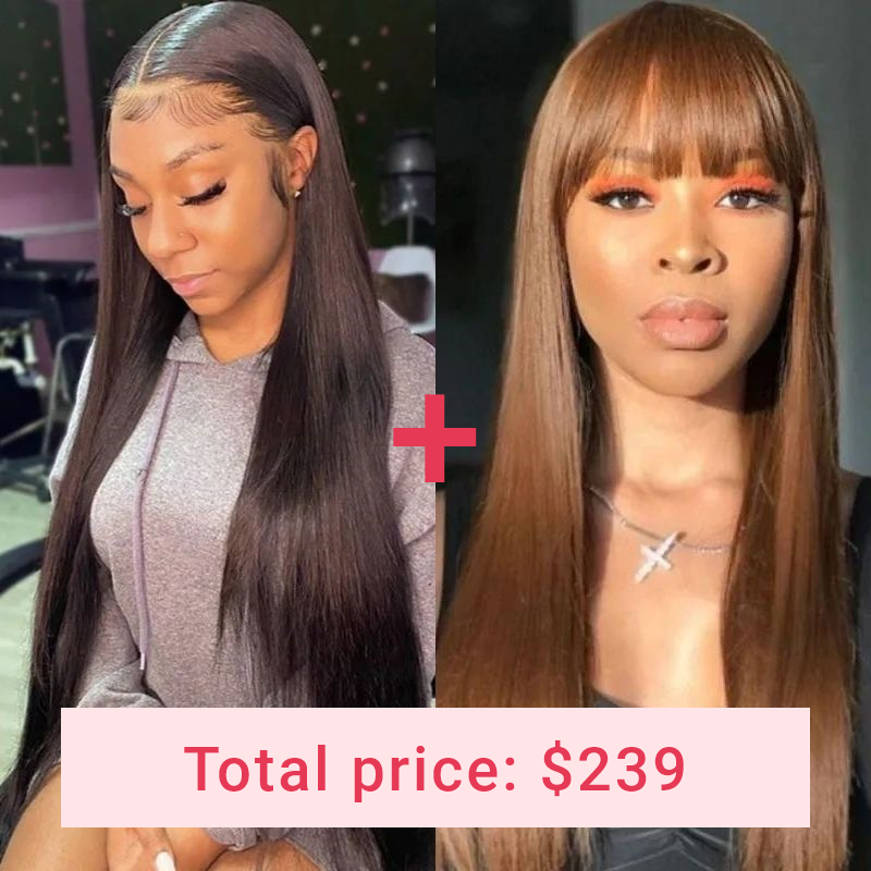 Nadula 18Inch Natural Black Lace Closure Straight Wig + 18Inch #4 Color Straight Wig With Bangs
Nadula 18Inch Natural Black Lace Closure Straight Wig + 18Inch #4 Color Straight Wig With Bangs