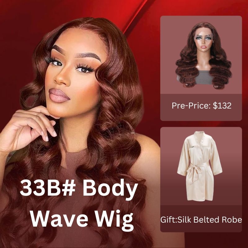 

Nadula Pre Sale #33B Red Brown Auburn Body Wave Lace Front Human Hair Wig Hair Perfect Winter Hair Color