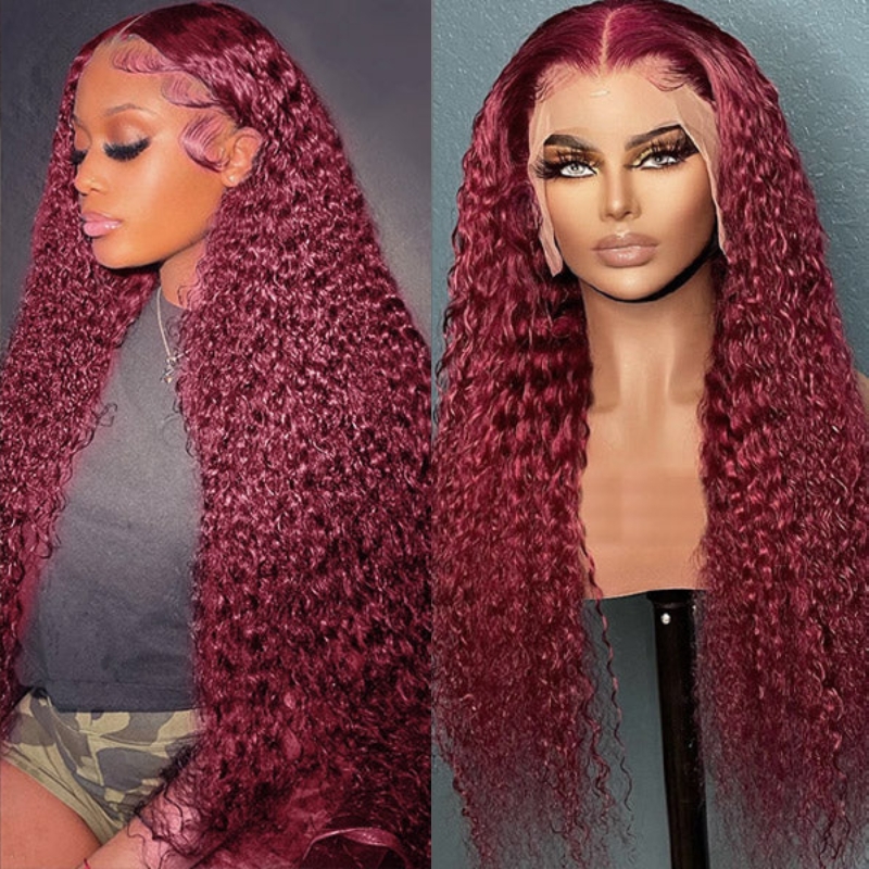 

Nadula Jerry Curly 99J Burgundy Lace Front Wig With Baby Hair