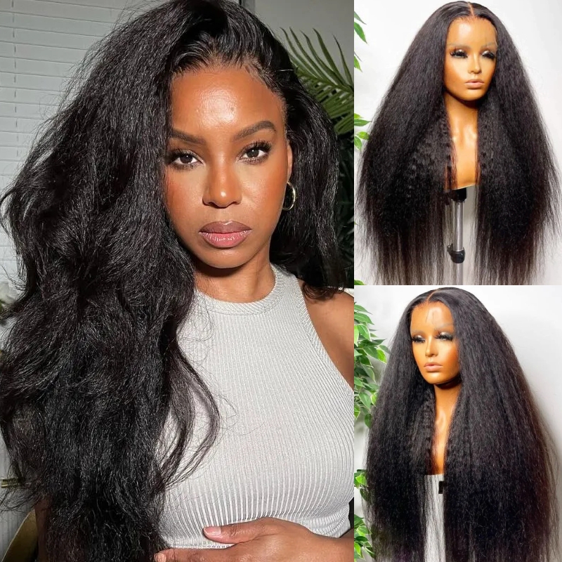 

Nadula Flash Deal 13x4 Lace Frontal Wigs Kinky Straight Human Hair Wig with Baby Hair Pre Plucked Affordable Yaki Lace Front Wigs For Women