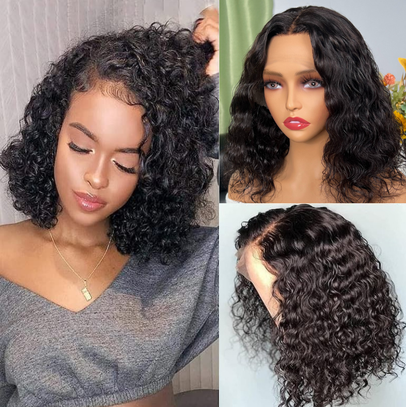 

Nadula Body Wave Short Bob Wig Natural Black Lace Front 13X5X0.5 Middle T Part Lace Pre Plucked Hairline
