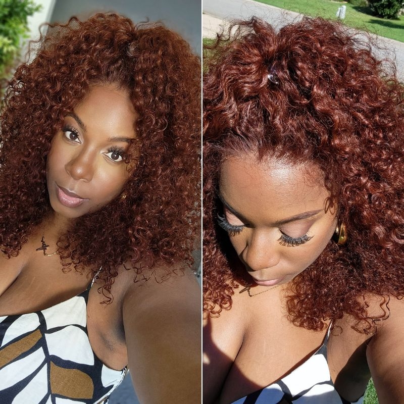 

Nadula Autumn Dark Brown Color 13*4 Lace Front Jerry Curly Wig Human Hair