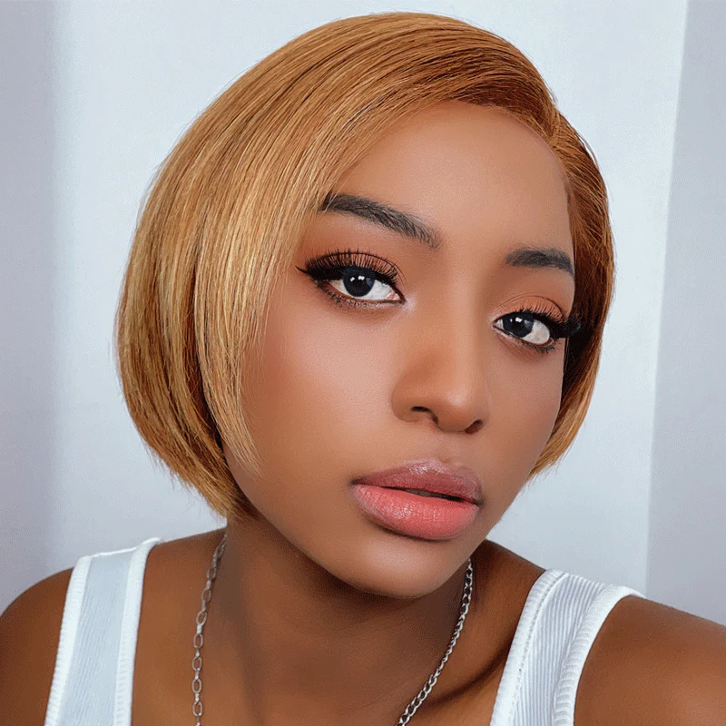 Nadula Straight Lace Front Short Inverted Bob Golden Blonde Highlights Wig Cool and Fabulous Asymmetric Bob Wig With Baby Hair
Nadula Straight Lace Front Short Inverted Bob Golden Blonde Highlights Wig Cool and Fabulous Asymmetric Bob Wig With Baby Hair