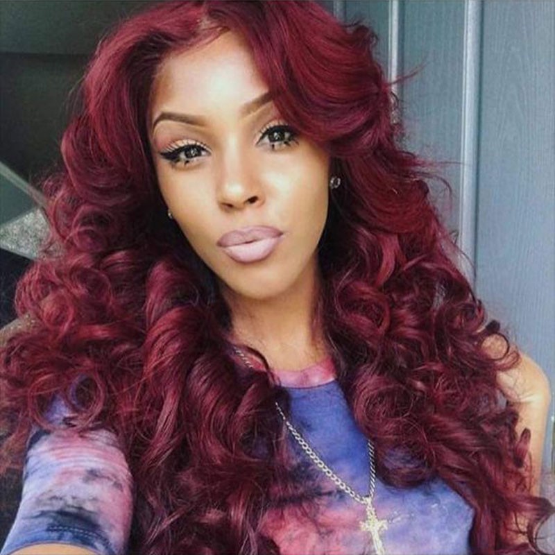 Nadula 3 Bundles Brazilian Hair Weave Body Wave 99j Auburn Soft Brazilian Weave