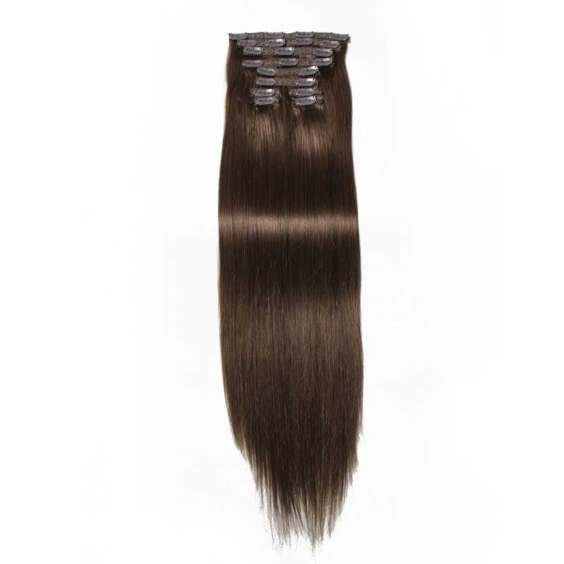 

Nadula Virgin Hair Extensions Clip In Human Hair Extensions 220g #4 Brown Color