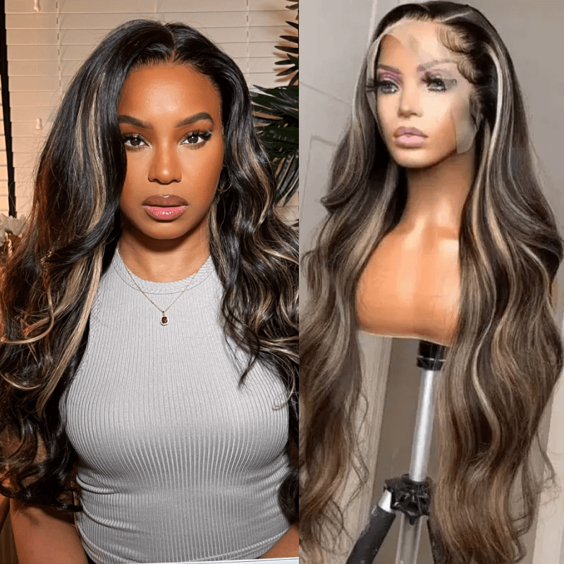 

Nadula Flash Deal Blonde Highlight Wig Body Wave 13x4 Lace Front Human Hair Wigs with Balayage Highlights