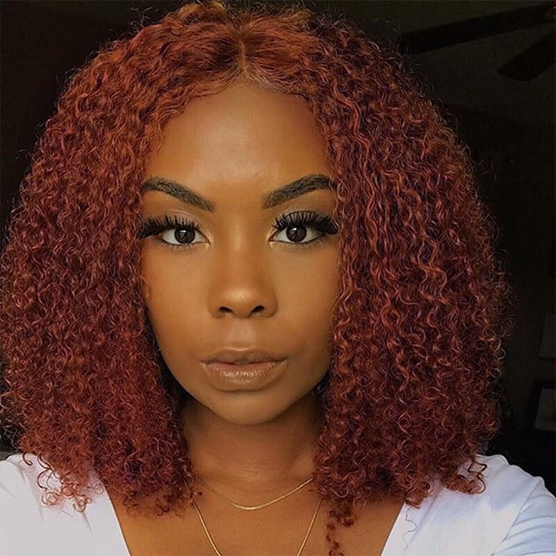Nadula 12 Inch #33 Ginger / Copper Red Wigs Kinky Curly Monofilament Cap Wig Glueless Wig