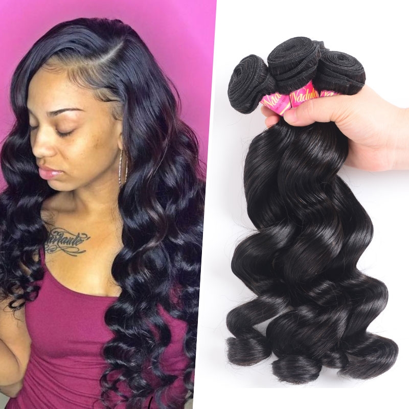 

Nadula 4 Bundles Virgin Brazilian Loose Wave 16in-26in Quality Brazilian Virgin Human Hair Weaving Free Shipping