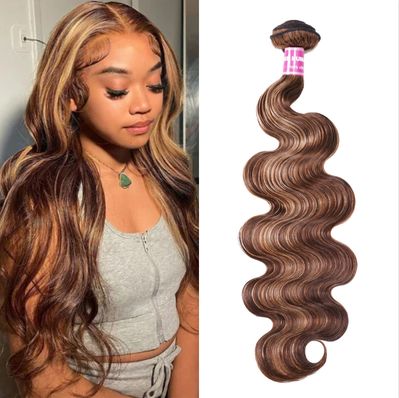 

Nadula Body Wave 1 Bundle Unprocessed Hair Weave Piano Honey Blond Highlight Color For Sale