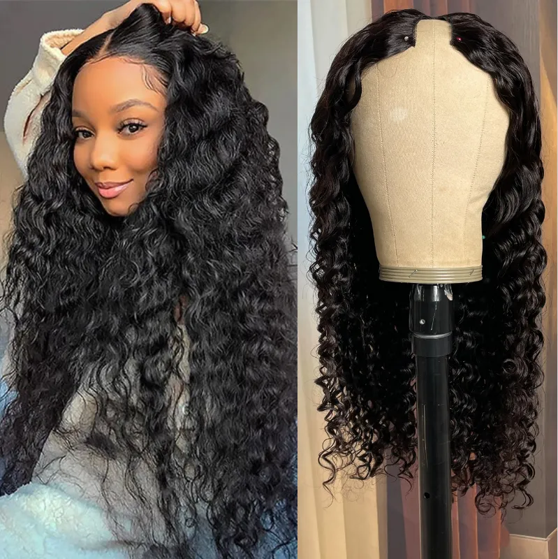 

Nadula Deep Wave V Part Glueless Wig No Leave Out Beginner Friendly 200% Density