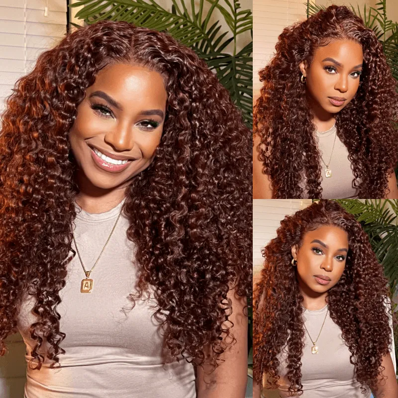 Nadula Flash Deal 13*4 Lace Front Jerry Curly Wig Reddish Brown D