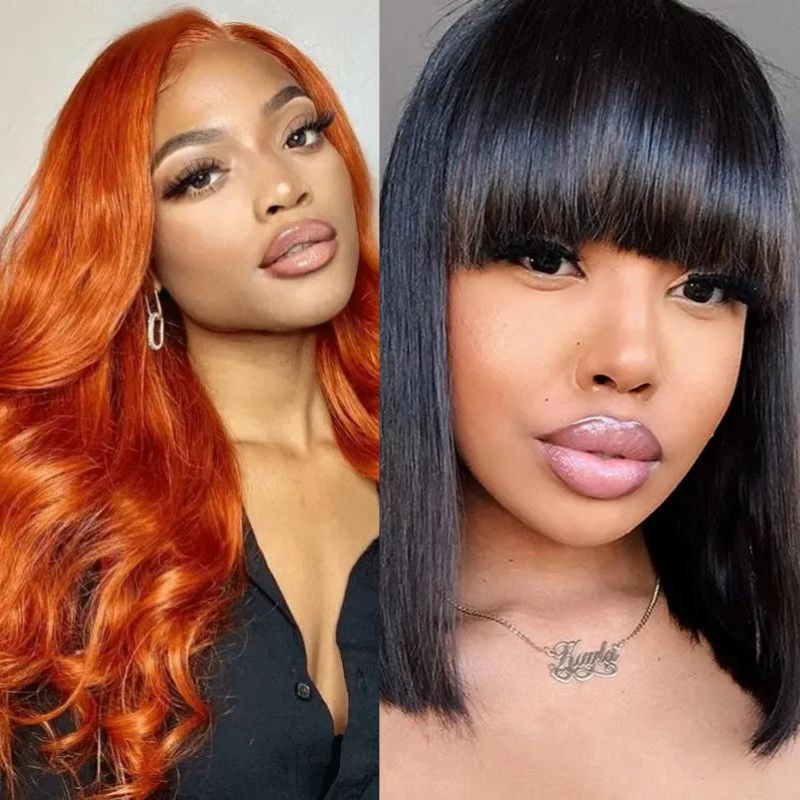 

Nadula $99 =Two Wigs 16 Inch Ginger Color Lace Wig With 10 Inch B