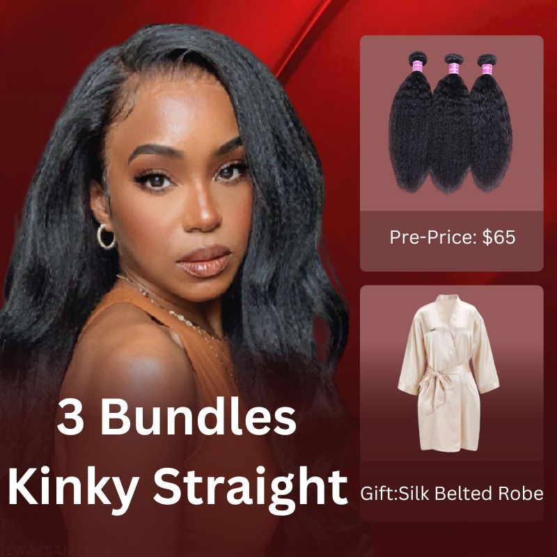 

Nadula Pre Sale Kinky Straight Hair Weave 3 Bundles Virgin Human Hair Natural Color