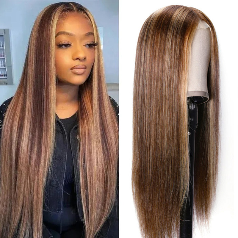 

Nadula Straight Blonde Wig Hand Tied T Part Lace Wigs Brown Wig H