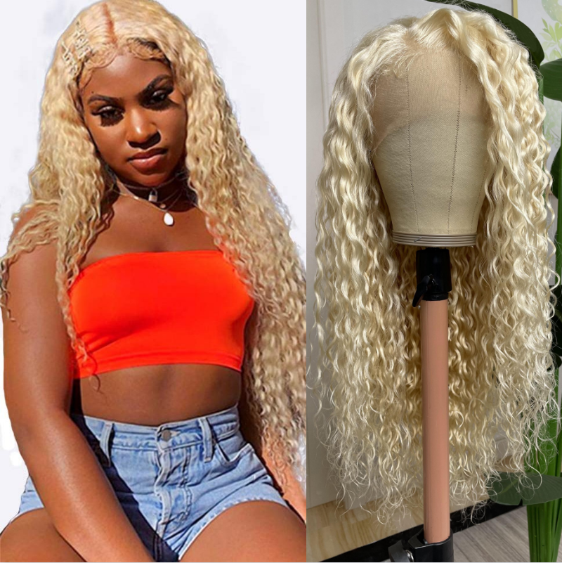 

Nadula Water Wave 613 Blond Wig 13x4 Lace Frontal 150% Density With Preplucked Wig For Sale