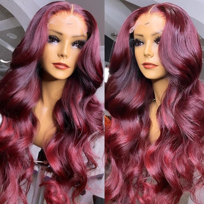 

Nadula 13X4 Lace Front 99J Burgundy Red Wig Body Wave Human Hair Wigs Affordable Price