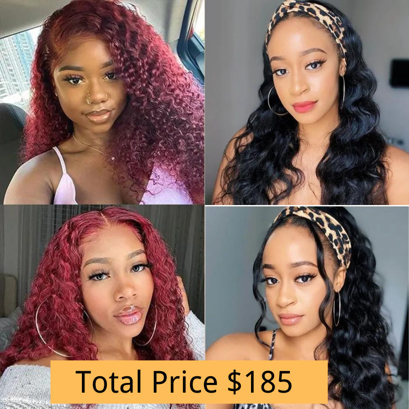 

Nadula Buy 1 Get 1 Free Gift 20 Inch 99J Colored Curly Remy Hair Wig Pre Plucked T Part Wig