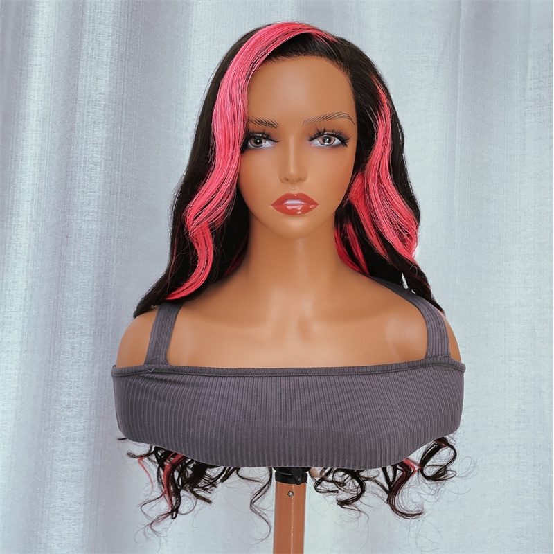 

Nadula Black Mixed Pink Lace Front Body Wave Human Hair Wigs Spec