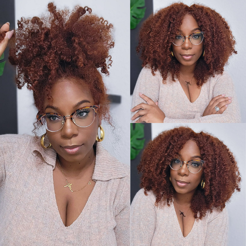 

Nadula Flash Sale Kinky Curly Lace Frontal Wig Reddish Brown Dark