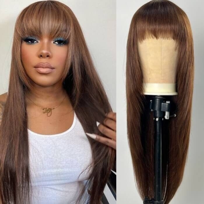 

Nadula Flash Sale Chocolate Brown Color Straight With Bangs Class