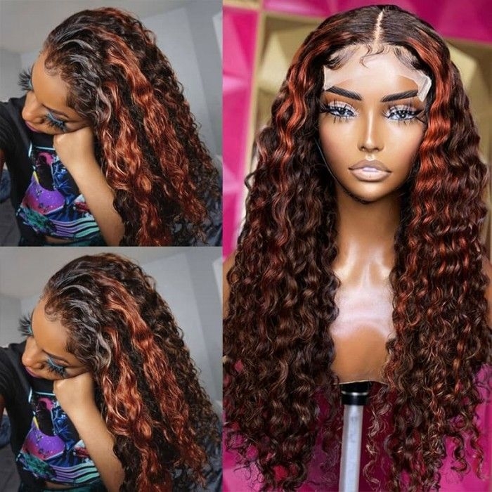 

Nadula Flash Sale Ginger Highlight Deep Wave Brown Color Lace Fro