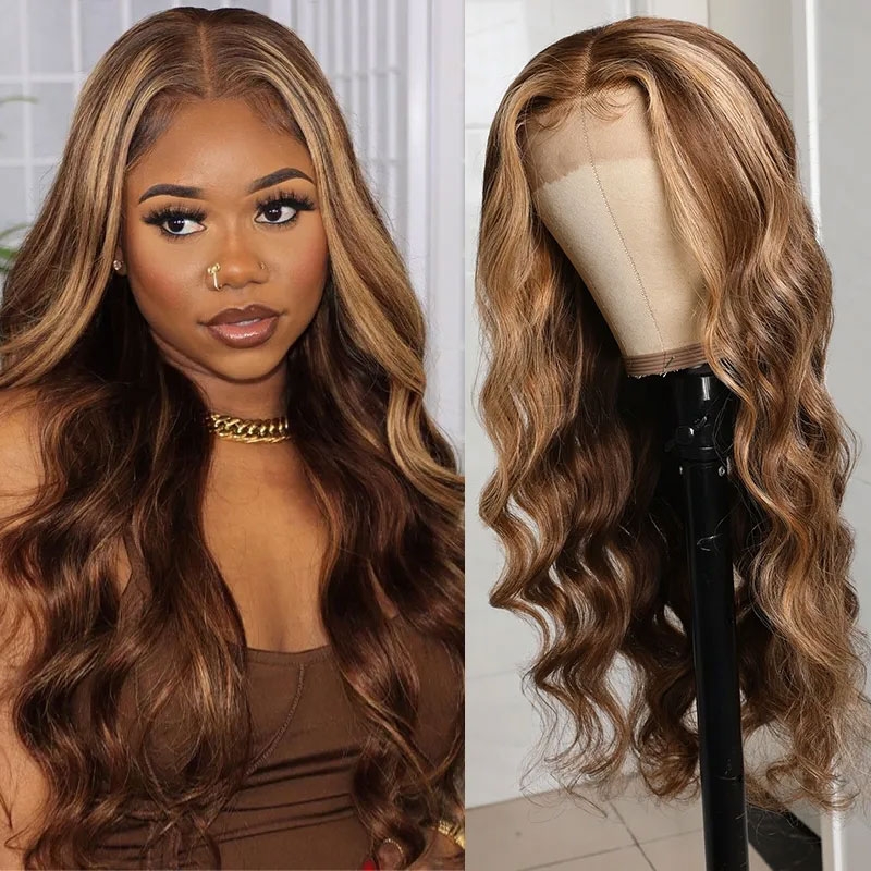 

Nadula Whatsapp Flash Sale Piano Honey Blonde Body Wave Lace Front Wigs Shadow Root Highlight Human Hair Wigs 150% Density