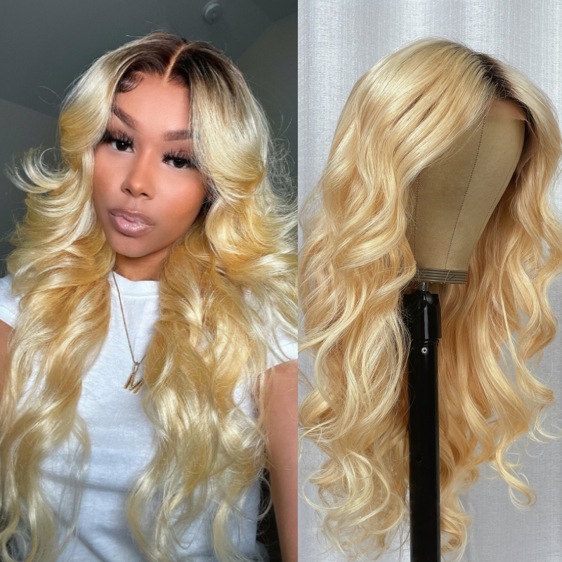 

Nadula 1B/613 Ombre Blonde Lace Frontal Wig 13x4 Loose Wave Human Hair Wigs Pre-Plucked Loose Body Wave Lace Front Wig 150% Density