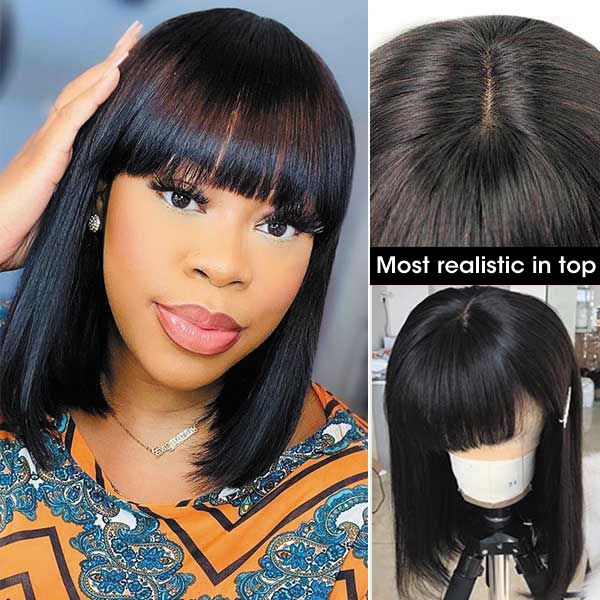Nadula Whatsapp Flash Deal 10 Inch Bob Wig With Bangs 150% Densit