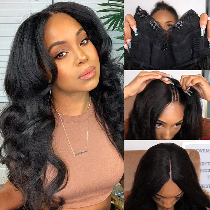

Nadula Glueless Air Wig Body Wave V Part Wig Upgrade Rose Net More Breathable Hollow Out Wig