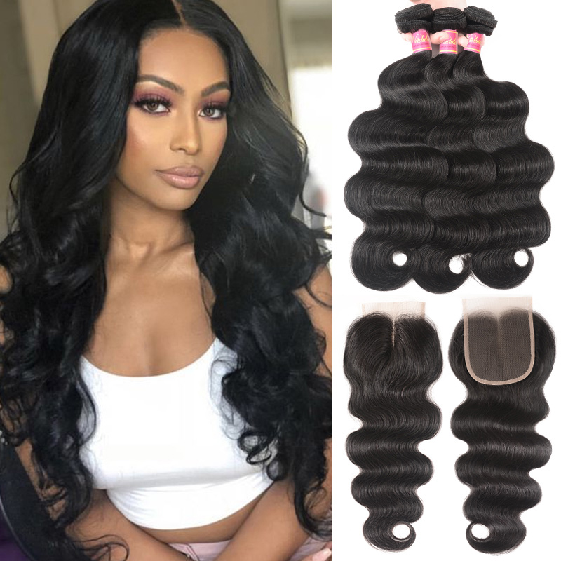 

Body Wave Virgin Hair Weave 3 Bundles With Lace Closure Nadula Best Virgin Remy Human Hair