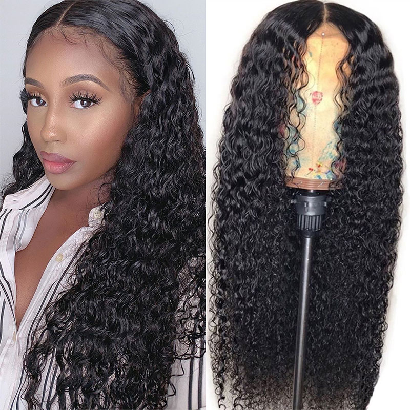 

Nadula Jerry Curly 4 By 4 By 0.75 Inch Middle Part Lace Closure Wig 100% Virgin Human Hair T Part Wig