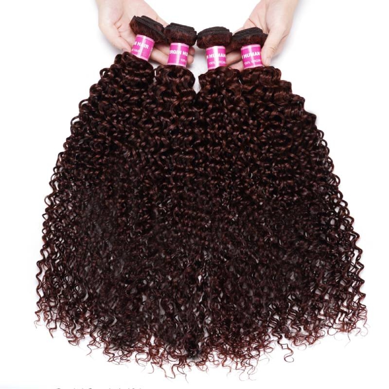 

Nadula Hair 33B Auburn Brown Curly Hair Bundles 4 Bundles Reddish Brown Human Hair Weave Curly Hair Extension