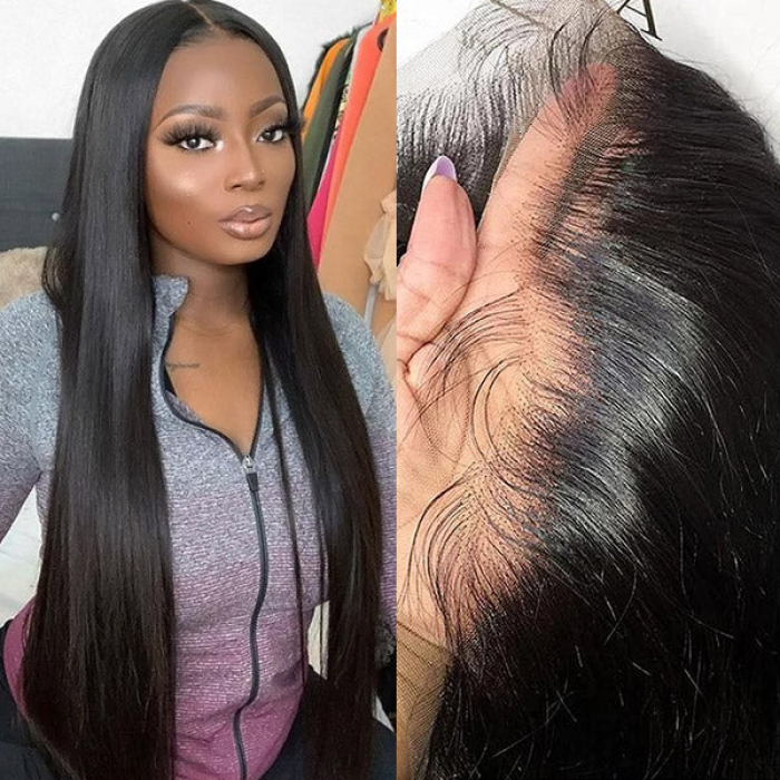Nadula Straight 250% Density 5x5 HD Transparent Lace Closure Wigs With Pre Plucked with Baby Hair