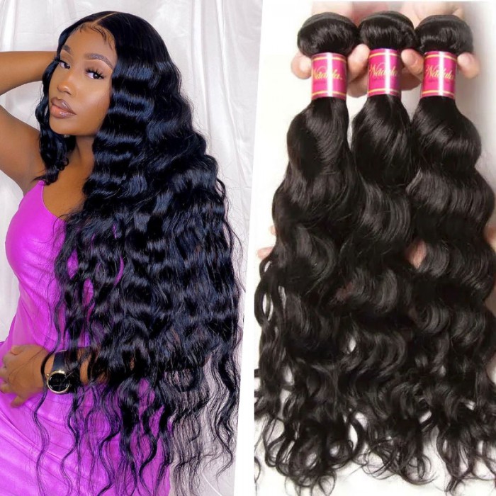 Nadula Best 3 Bundles Indian Virgin Hair Natural Wave Wavy Indian Virgin Human Hair Weave