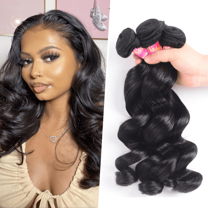 Nadula 4 Bundles Virgin Brazilian Loose Wave 16in-26in Quality Brazilian Virgin Human Hair Weaving Free Shipping