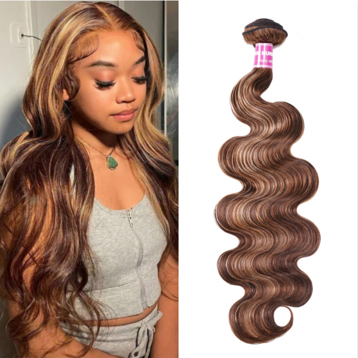 Nadula Body Wave 1 Bundle Unprocessed Hair Weave Piano Honey Blond Highlight Color For Sale