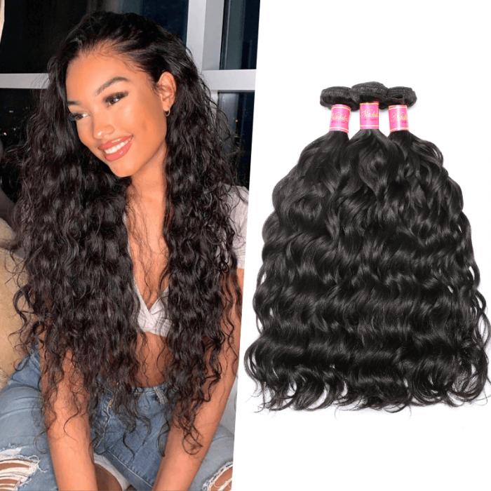 Nadula 4 Bundles Malaysian Virgin Hair Weave Natural Wave Quality Double Wefted Malaysian Wavy Hair Extensions