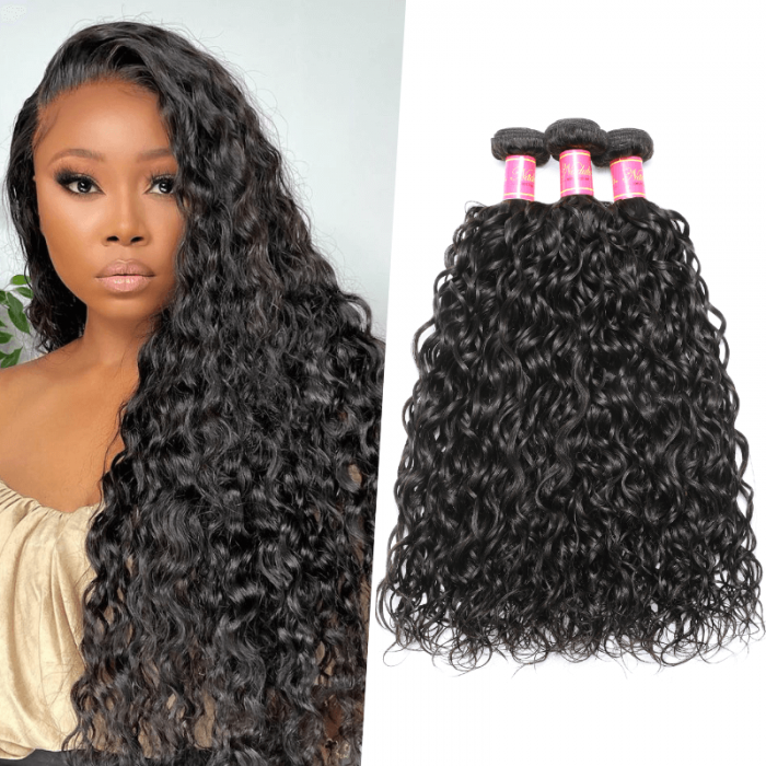 Nadula 4 Bundles Indian Water Wave Virgin Hair Weave Remy Indian Human Hair