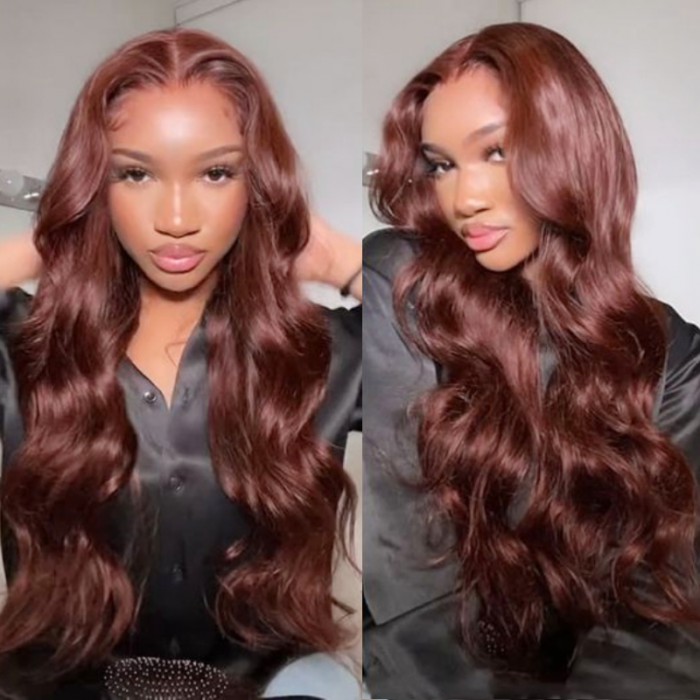 Nadula 16 Inch Auburn 33B Color Body Wave 13x1 T Part Human Hair Wig