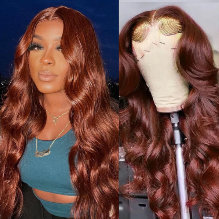 Nadula Reddish Brown 5x5 HD Lace Closure Wig #33B Auburn Colored Body Wave Hair