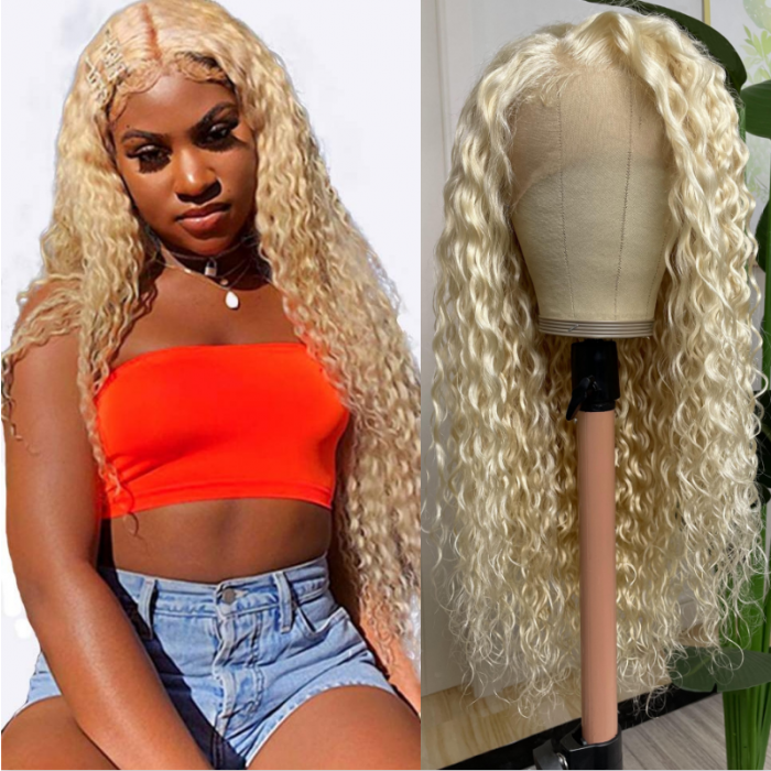 Nadula Water Wave 613 Blond Wig 13x4 Lace Frontal 150% Density With Preplucked Wig For Sale