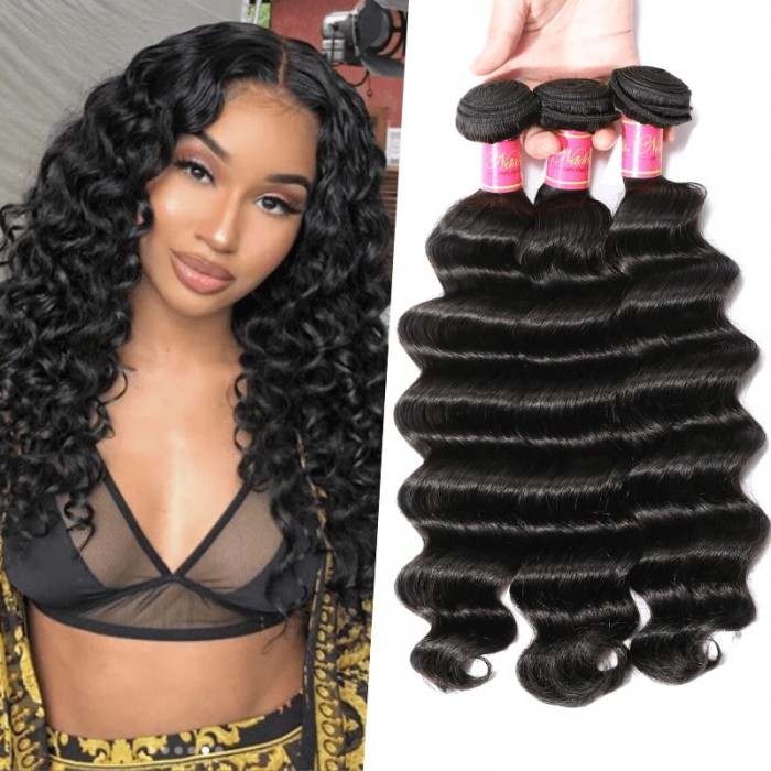 Nadula Brazilian Hair Loose Deep Virgin Hair 3 Bundles Soft Human Hair