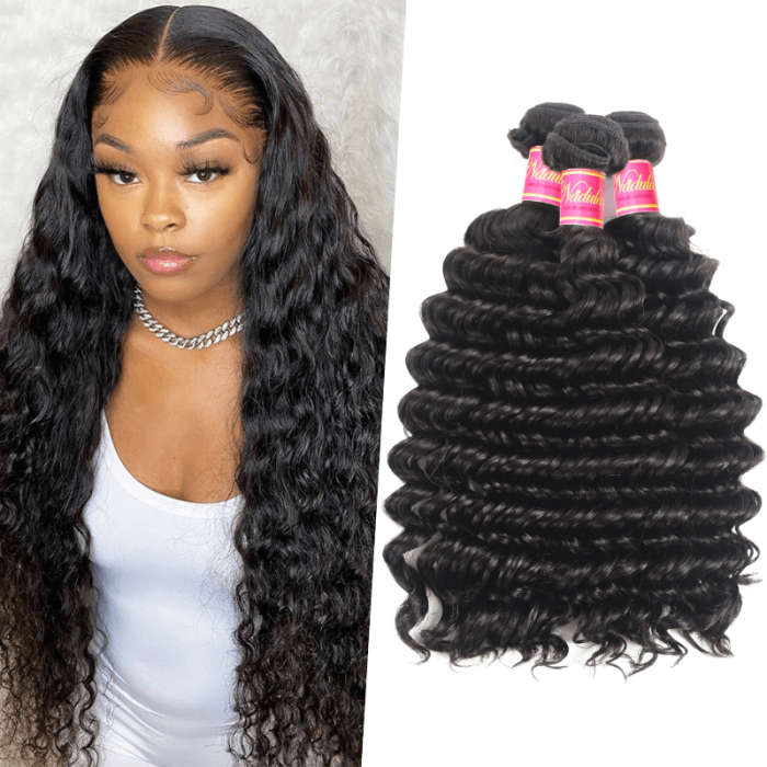 Nadula 3 Bundles Brazilian Deep Wave Hair Quality Virgin Unprocessed Brazilian Virgin Hair Soft Human Hair Weave