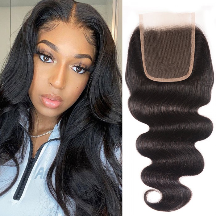 Nadula Three Part Middle Part And Free Part Virgin Human Hair Lace Closure Body Wave 4x4