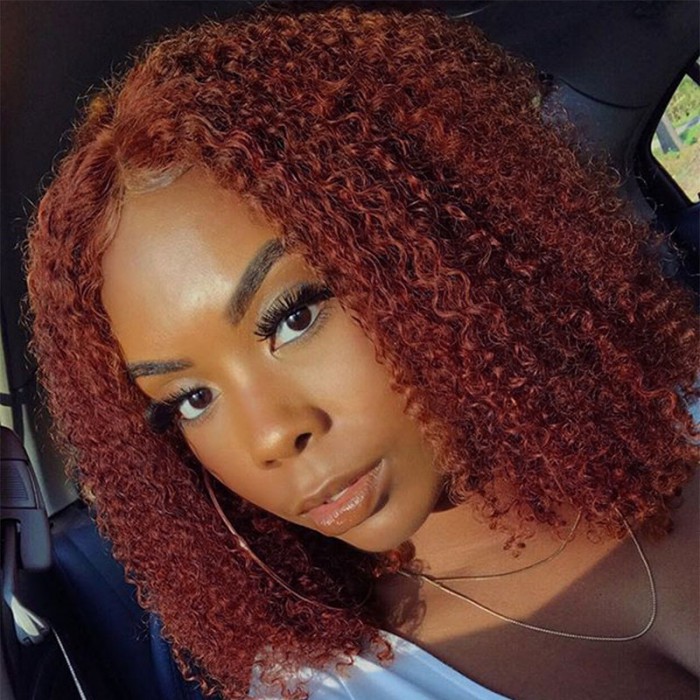 Nadula #33 Ginger / Copper Red Wigs Kinky Curly Monofilament Cap Wig Glueless Wig