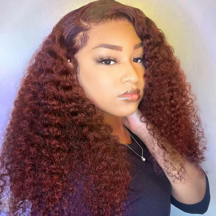 Nadula #33 Ginger / Copper Red Wigs Kinky Curly Monofilament Cap Wig Glueless Wig