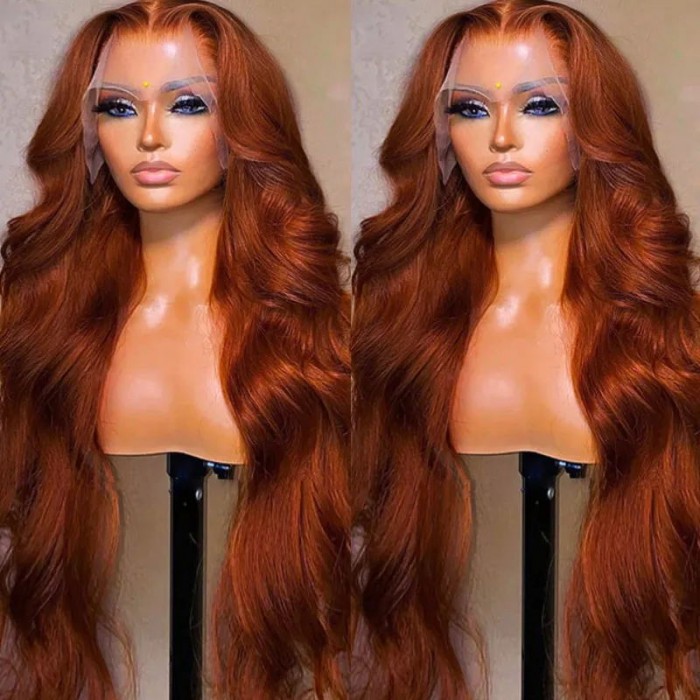Nadula 13x4 Copper Brown Body Wave Lace Frontal Human Hair Wigs