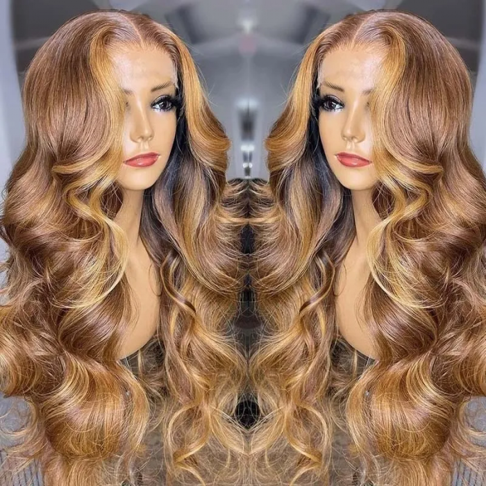 Nadula Flash Deal Body Wave Highlight Brown Piano Color T Part Lace Wig 13x5x0.5 Middle Part Affordable Price Wigs