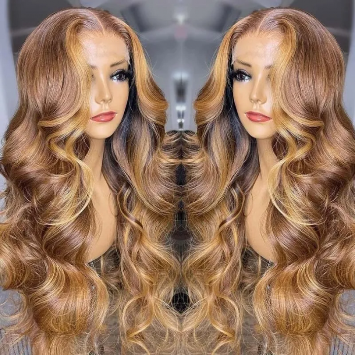 Nadula Body Wave Highlight Brown Piano Color 13x5x0.5 Middle Part Affordable Price Wigs