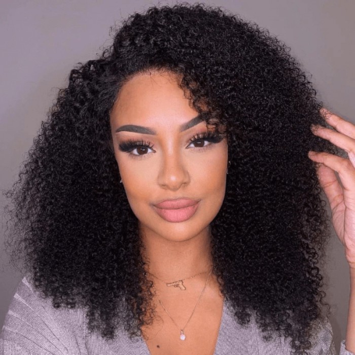 Nadula Lace Frontal Short Bob Wig Kinky Curly Human Hair Wig For Women 150% Density With Natural Hairline